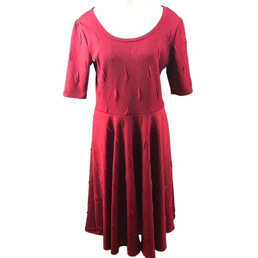 Womens Large Lularoe Dress Simply Comfortable Red Diamond‎ Pattern